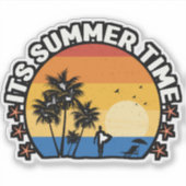 Het is zomertijd Tropisch Sunset-ontwerp Sticker (Voorkant)