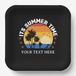 Het is zomertijd Tropisch zonsondergang ontwerp Papieren Bordje
