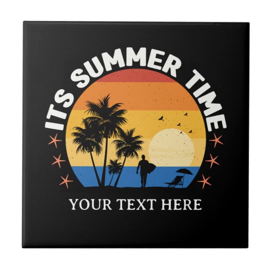 Het is zomertijd Tropisch zonsondergang ontwerp Tegeltje (Voorkant)