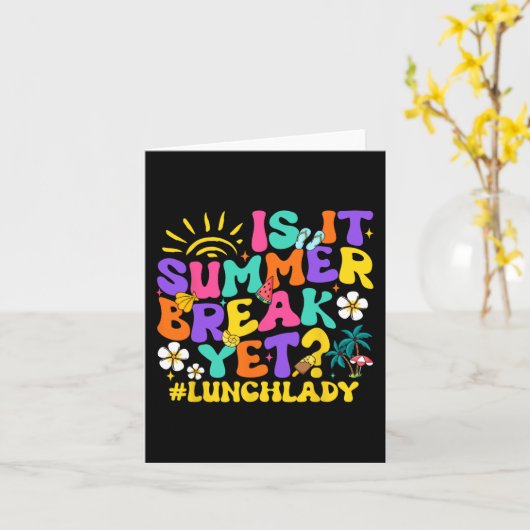 Het is zomervakantie maar lunch dame laatste dag v kaart (Gele Bloem)