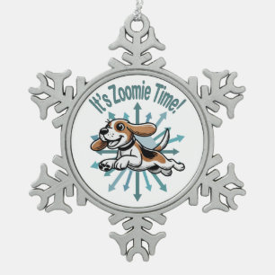 Het is Zoomie Tijd Beagle Tin Sneeuwvlok Ornament