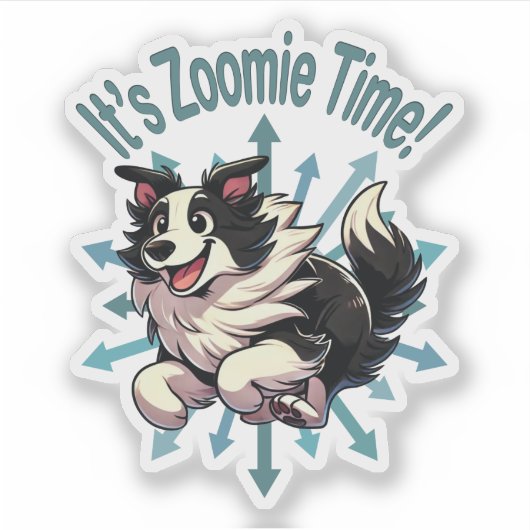 Het is Zoomie Tijd Border Collie Sticker (Voorkant)