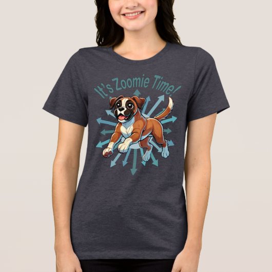 Het is Zoomie Tijd Boxer Tri-Blend Shirt (Voorkant)