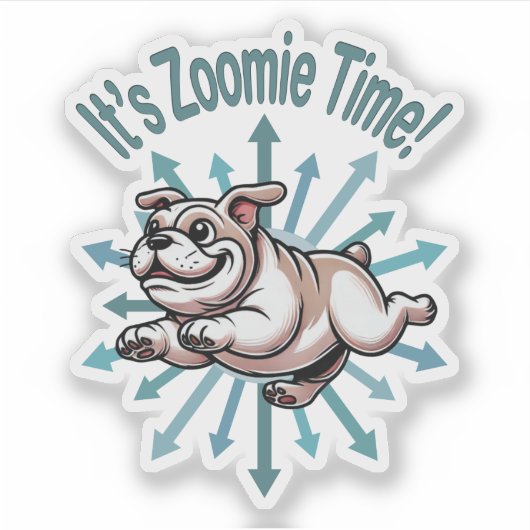 Het is Zoomie Tijd Bulldog Sticker (Voorkant)