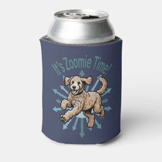 Het is Zoomie Tijd Gouden Doodle Blikjeskoeler (Blikje Achterkant)