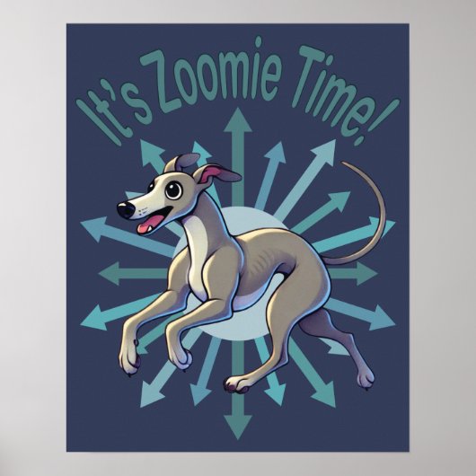 Het is Zoomie Tijd Greyhound Poster (Voorkant)