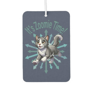 Het is Zoomie Tijd Grijs Tweekleurige Kat Luchtverfrisser