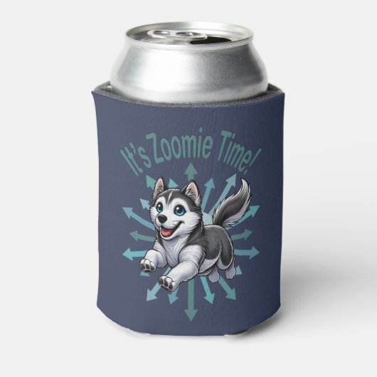 Het is Zoomie Tijd Husky Blikjeskoeler (Blikje Achterkant)