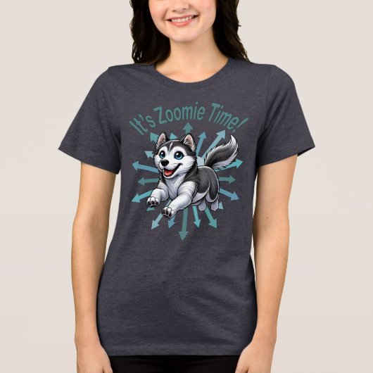 Het is Zoomie Tijd Husky Tri-Blend Shirt (Voorkant)