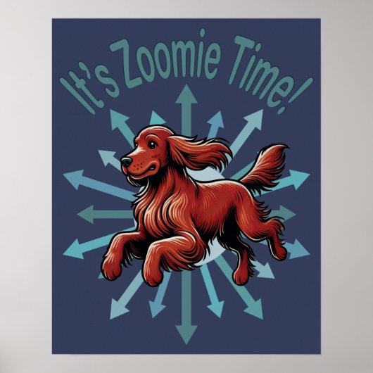 Het is Zoomie Tijd Ierse Setter Poster (Voorkant)