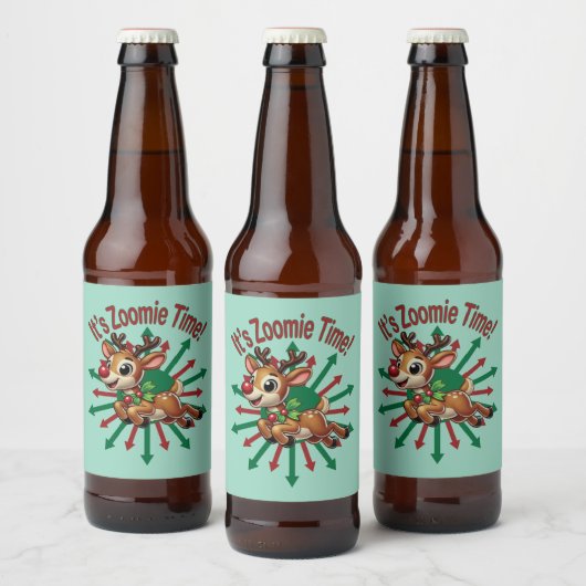 Het is zoomie tijd! kerstrendier bier etiket (Flessen)