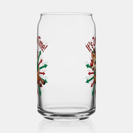 Het is zoomie tijd! kerstrendier blikvorm glas (Links)