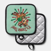 Het is zoomie tijd! kerstrendier pannenlap (Voorkant / Achterkant)