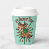 Het is zoomie tijd! kerstrendier papieren bekers (Achterkant)