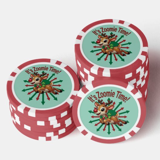 Het is zoomie tijd! kerstrendier poker chips (Opstapeling)