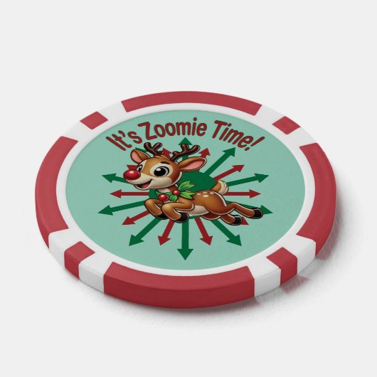 Het is zoomie tijd! kerstrendier poker chips (Enkel)
