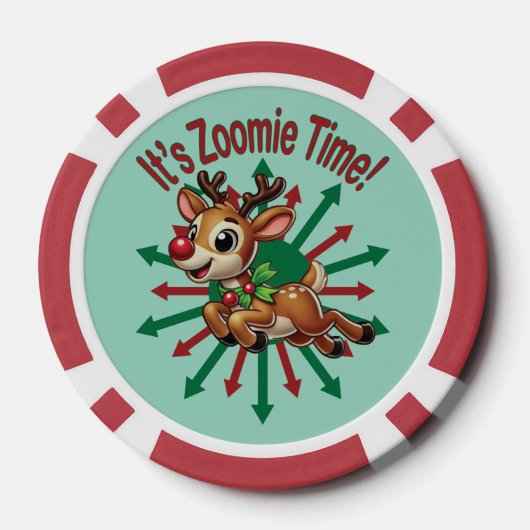 Het is zoomie tijd! kerstrendier poker chips (Achterkant)