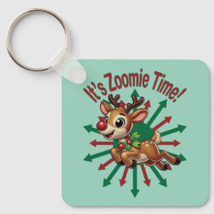 Het is zoomie tijd! kerstrendier sleutelhanger