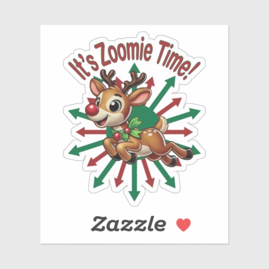 Het is zoomie tijd! kerstrendier sticker (Vel)