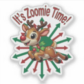 Het is zoomie tijd! kerstrendier sticker (Voorkant)