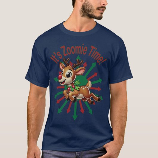 Het is zoomie tijd! kerstrendier t-shirt (Voorkant)
