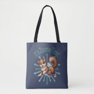 Het is Zoomie Tijd Knuffel Bruine & Witte Kat Tote Bag