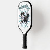 Het is Zoomie Tijd Knuffel Zwart-Witte Kat Pickleball Paddle (Links)