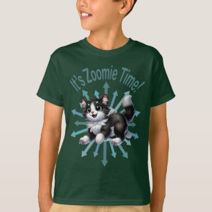 Het is Zoomie Tijd Knuffelbare Zwart & Witte Kat T-shirt