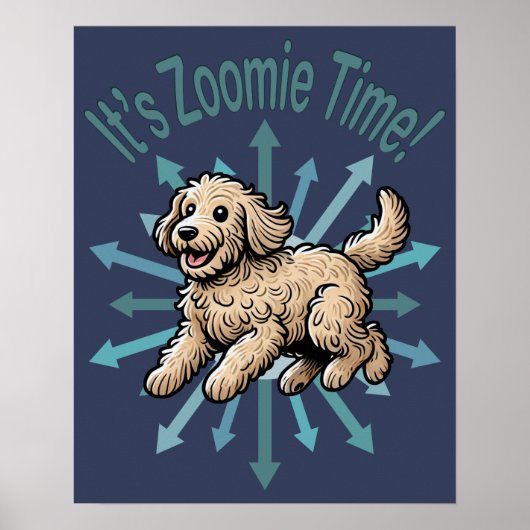 Het is Zoomie Tijd Labradoodle Poster (Voorkant)