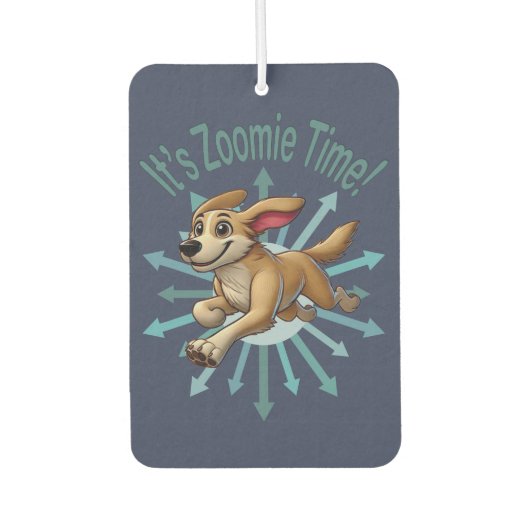 Het is Zoomie Tijd Medium Bruine Mutt Luchtverfrisser (Voorkant)