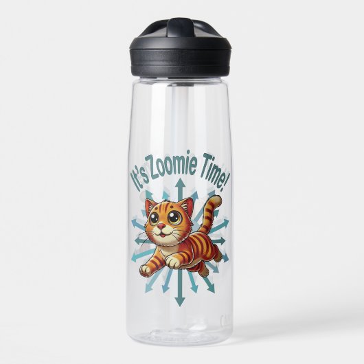 Het is Zoomie Tijd Oranje Tabby Kat Waterfles (Voorkant)