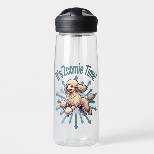 Het is Zoomie Tijd Poodle Waterfles (Voorkant)