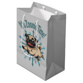 Het is Zoomie Tijd Pug Medium Cadeauzakje (Voorkant Gekanteld)