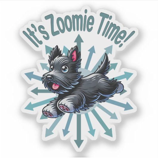 Het is Zoomie Tijd Schotse Terriër Sticker (Voorkant)