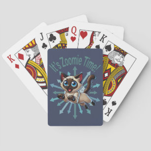 Het is Zoomie Tijd Siamese Kat Pokerkaarten