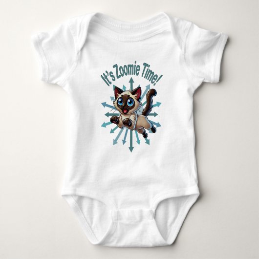 Het is Zoomie Tijd Siamese Kat Romper (Voorkant)