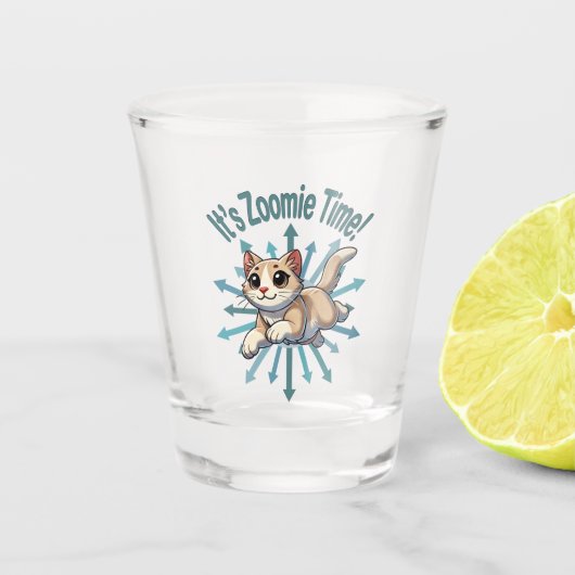 Het is Zoomie Tijd Tane Kleurpuntkat Shot Glas (Voorkant)