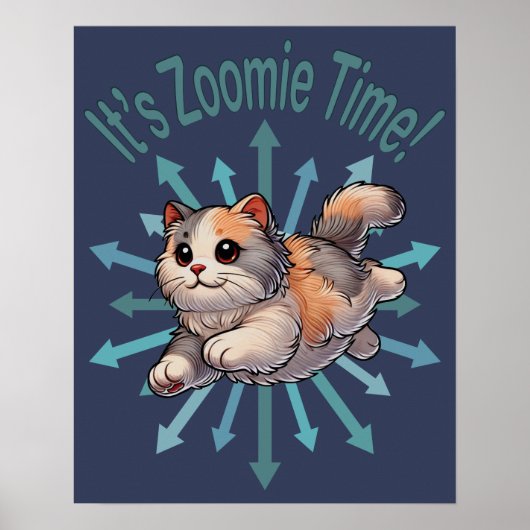 Het is Zoomie Tijd Verdunde Calico Kat Poster (Voorkant)