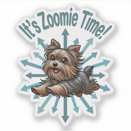 Het is Zoomie Tijd Yorkshire Terrier Sticker (Voorkant)