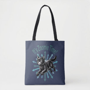 Het is Zoomie Tijd Zwarte Kat Tote Bag