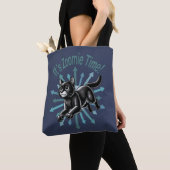 Het is Zoomie Tijd Zwarte Kat Tote Bag (Dichtbij)