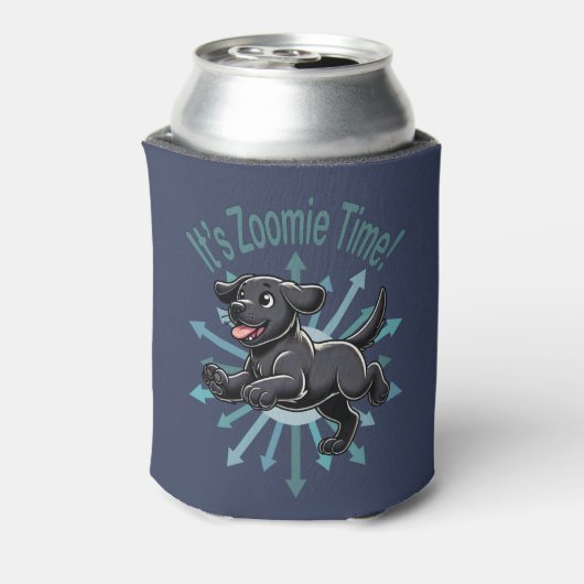 Het is Zoomie Tijd Zwarte Labrador Blikjeskoeler (Blikje Achterkant)