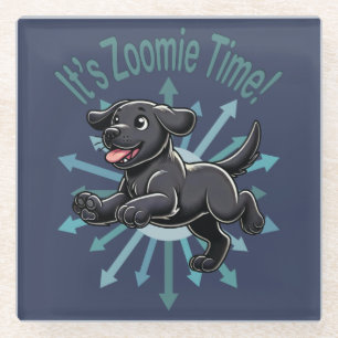 Het is Zoomie Tijd Zwarte Labrador Glazen Onderzetter