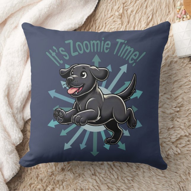 Het is Zoomie Tijd Zwarte Labrador Kussen (Deken)