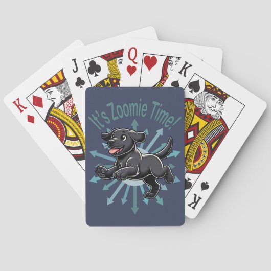 Het is Zoomie Tijd Zwarte Labrador Pokerkaarten (Achterkant)