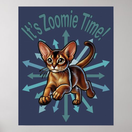 Het is Zoomie Time Abyssinian Cat Poster (Voorkant)