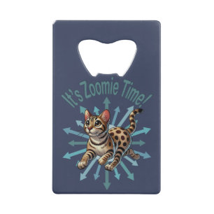 Het is Zoomie Time Bengaals Cat Creditkaart Flessenopener