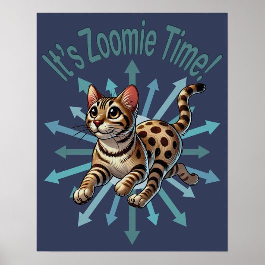 Het is Zoomie Time Bengaals Cat Poster (Voorkant)