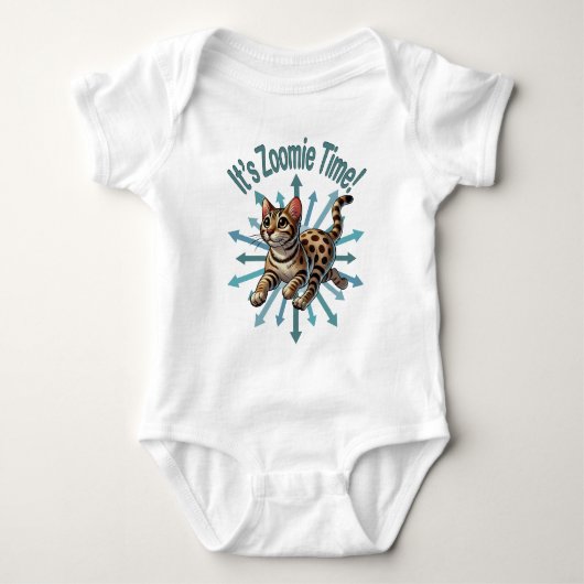 Het is Zoomie Time Bengaals Cat Romper (Voorkant)