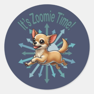 Het is Zoomie Time Chihuahua Ronde Sticker